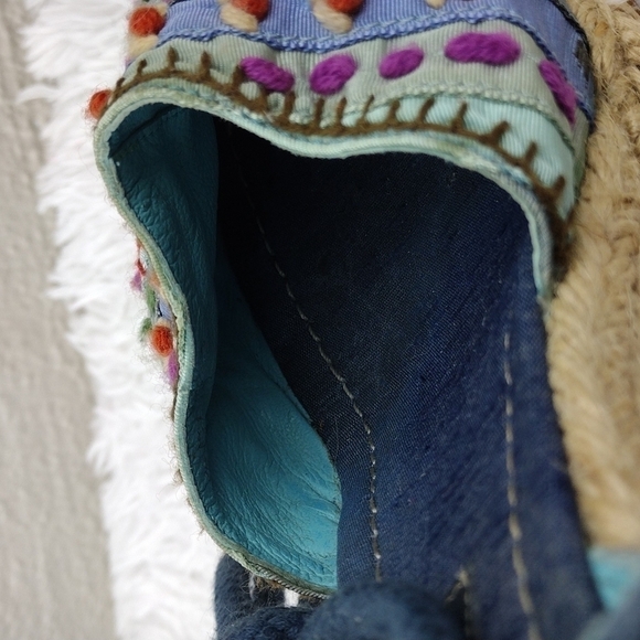 Apepazza Blue Fabric Upper Closed Toe Lace Up Gladiator Wedged Heel Espadrilles - Picture 14 of 16